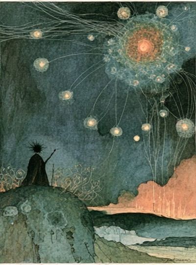 Celestial Dreamscape Illustration Poster. poster