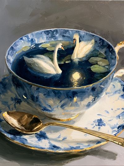 Swan Teacup Still Life Poster.