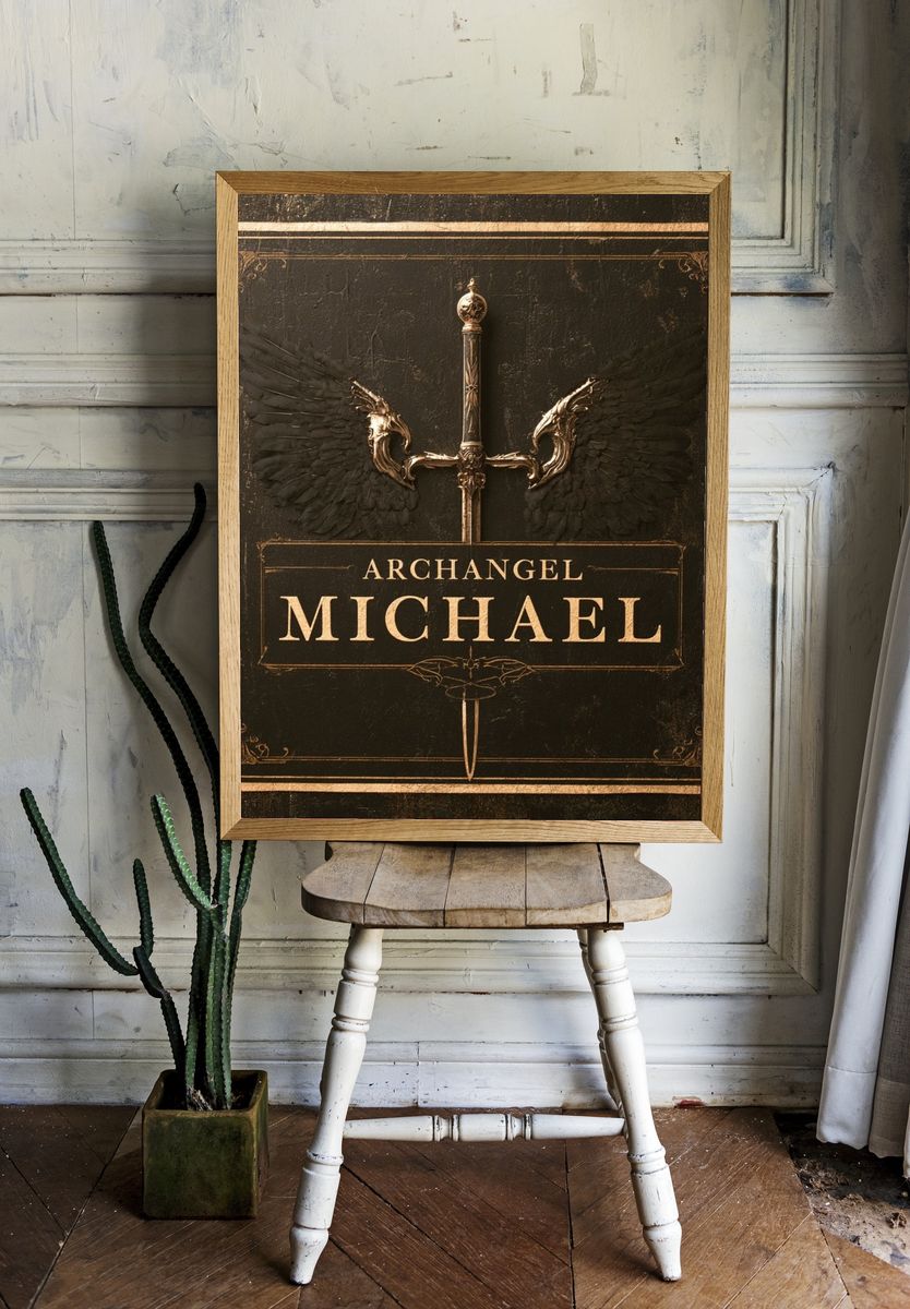Archangel Michael Gothic Print. — room view 1