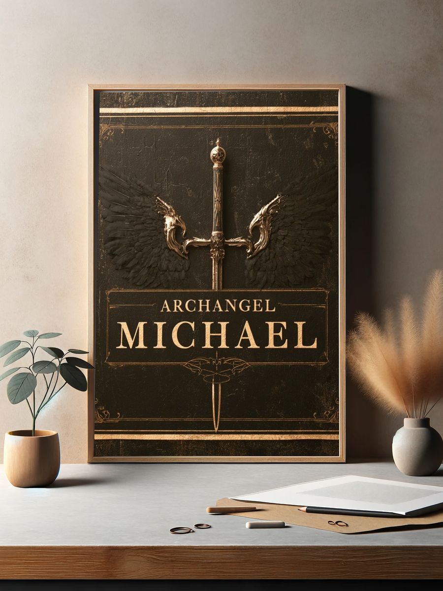 Archangel Michael Gothic Print. — room view 2