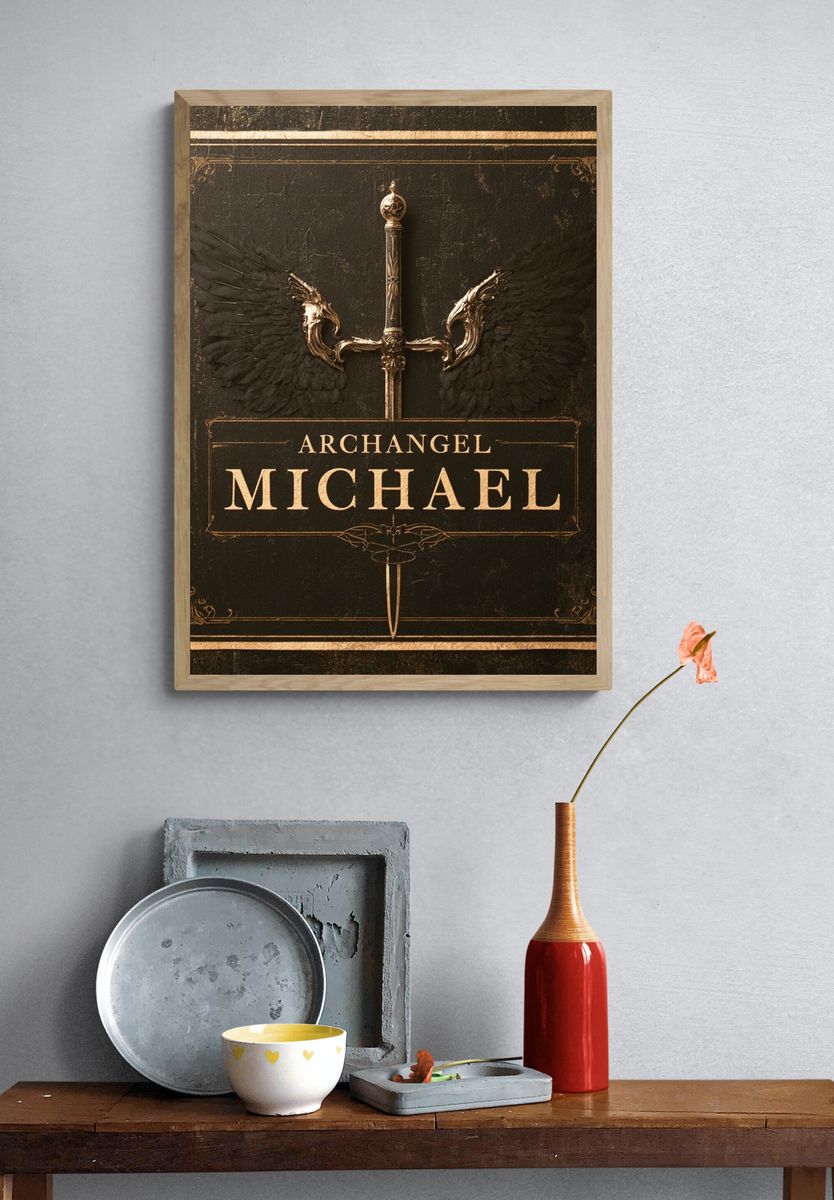 Archangel Michael Gothic Print. — room view 3