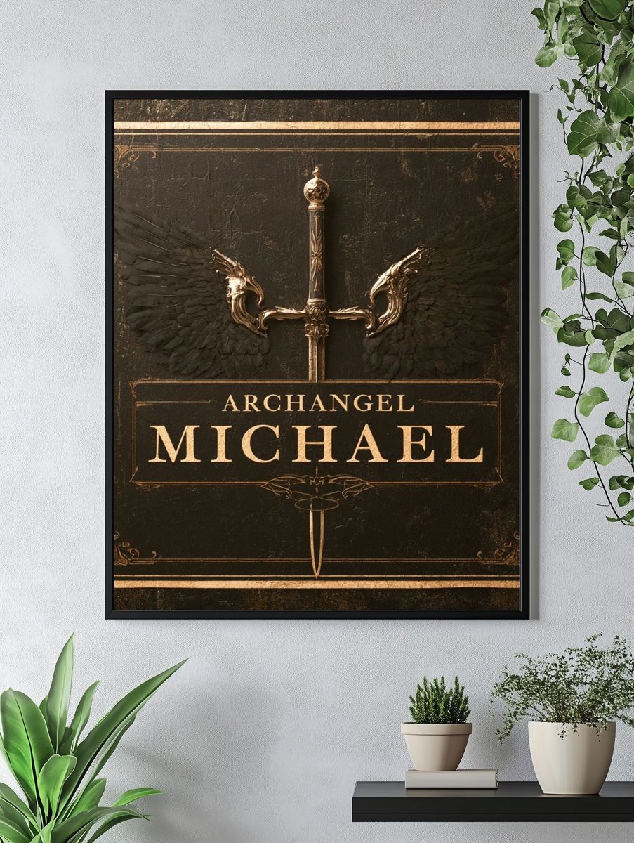 Archangel Michael Gothic Print. — room view 4