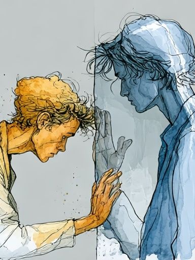 Two Figures in Reflection Print. poster — fine-art art