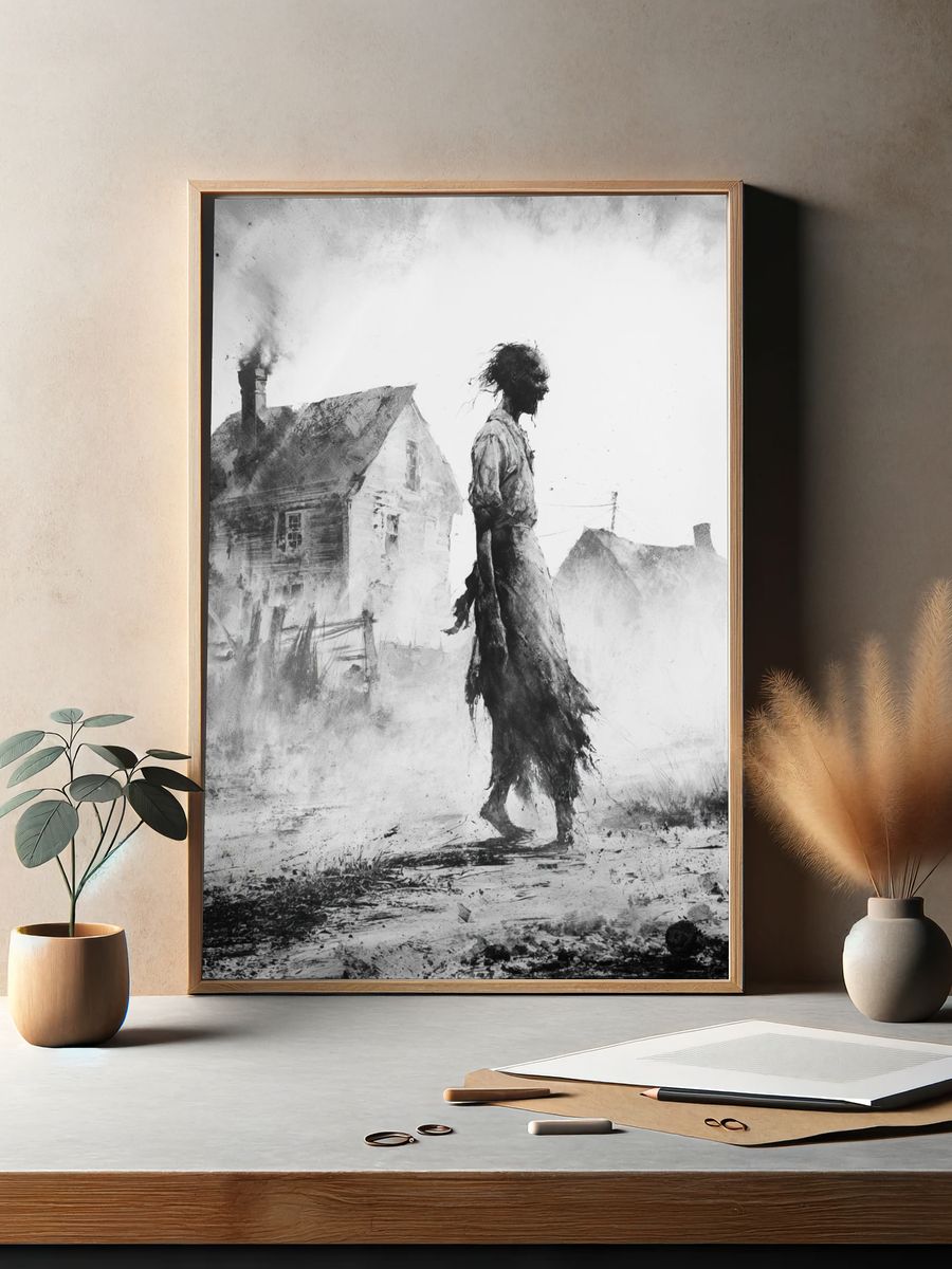 Ghostly Village Figure Fine-Art Poster. — room view 2