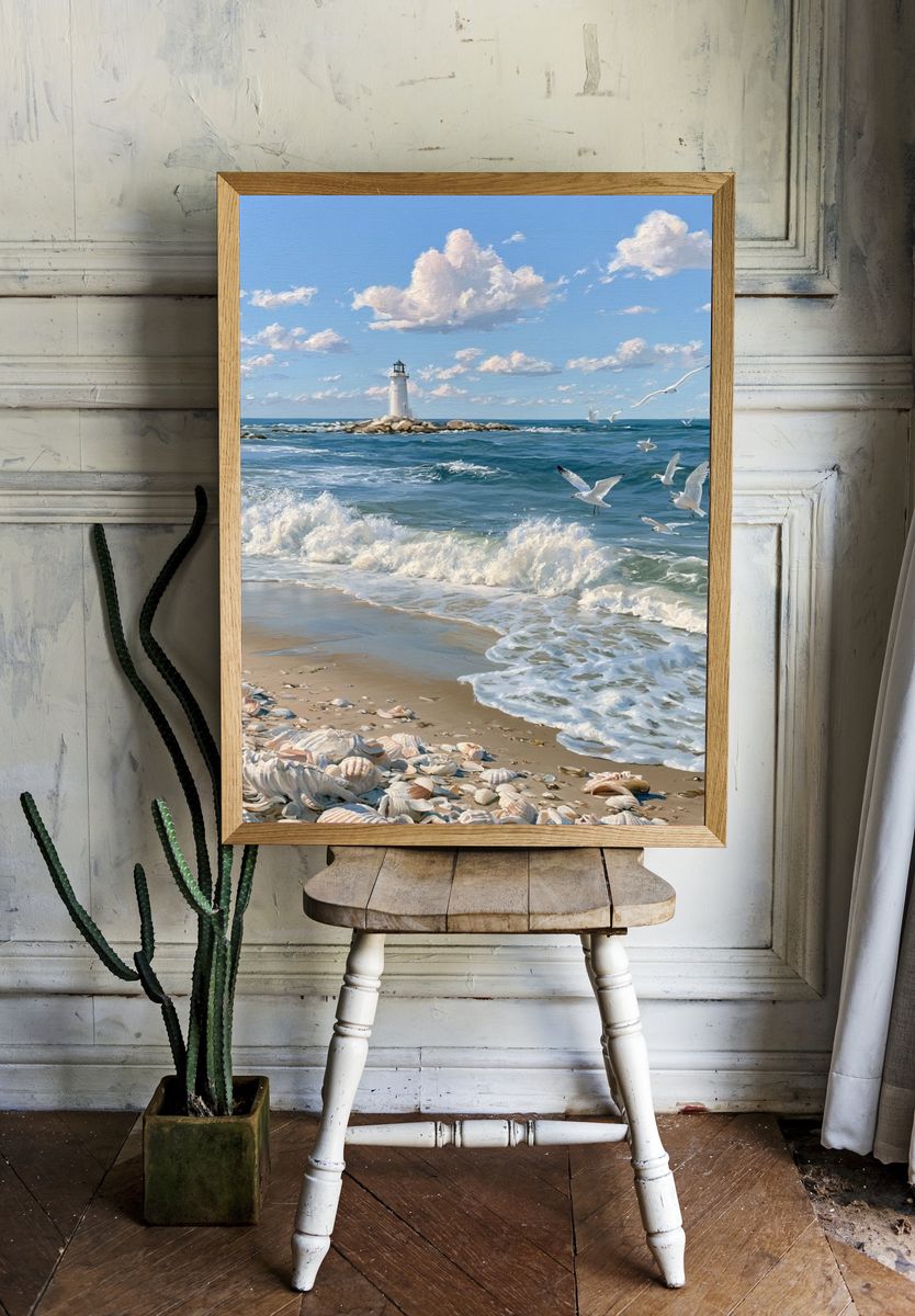 Seaside Lighthouse — Fine-Art Print. room preview