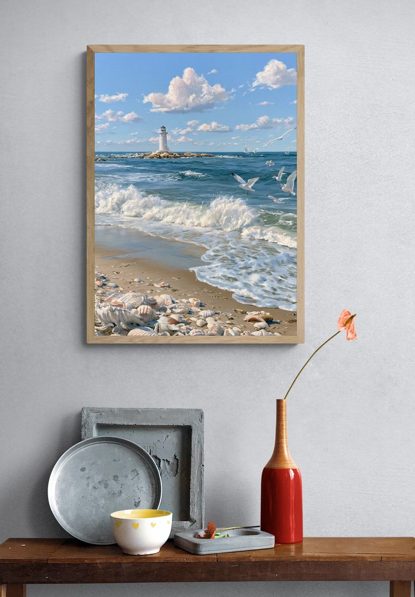 Seaside Lighthouse — Fine-Art Print. — room view 3