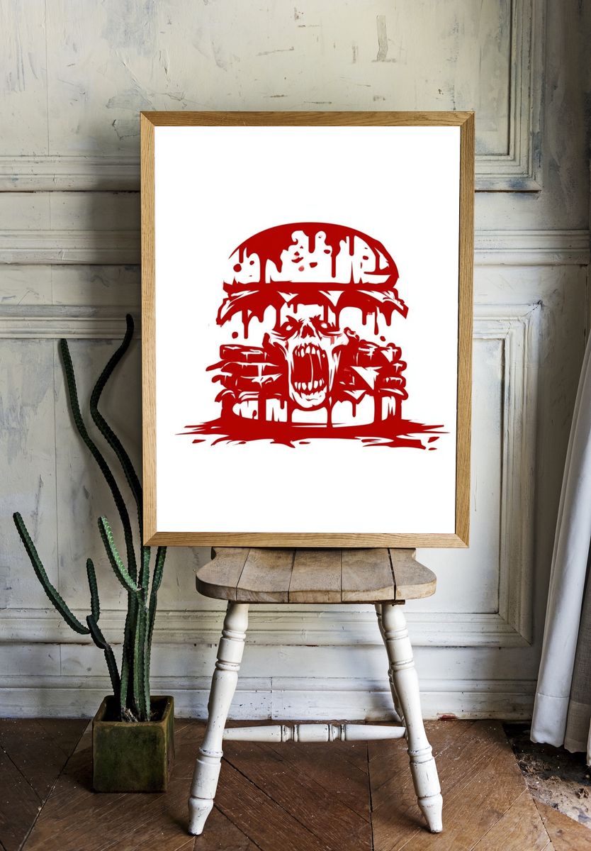 Blood Skull Horror Illustration Poster. room preview