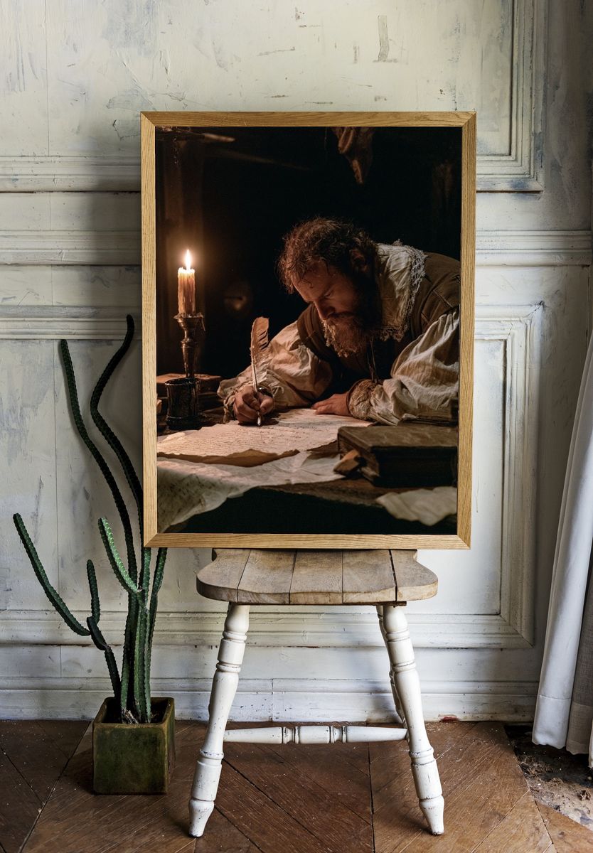 Medieval Scribe Candlelight Poster. room preview