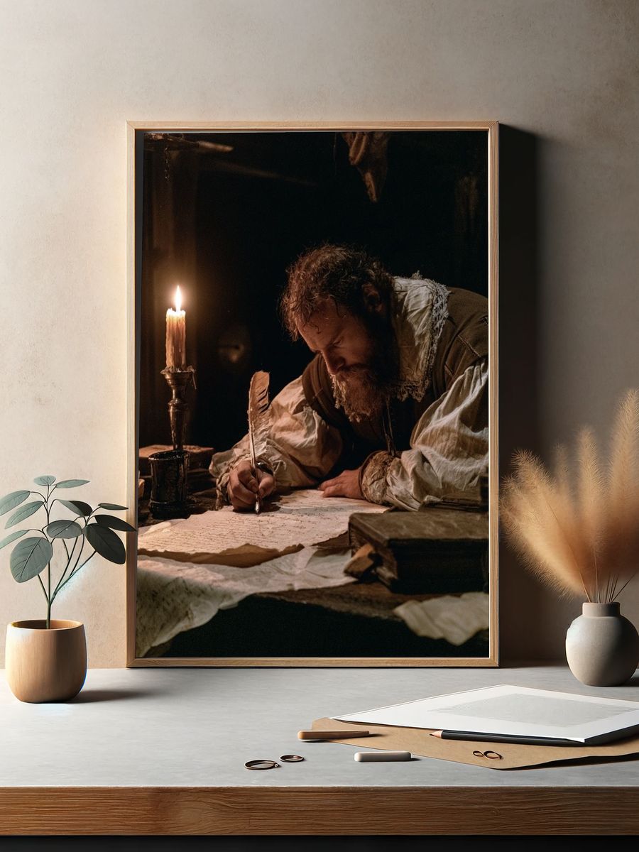 Medieval Scribe Candlelight Poster. — room view 2