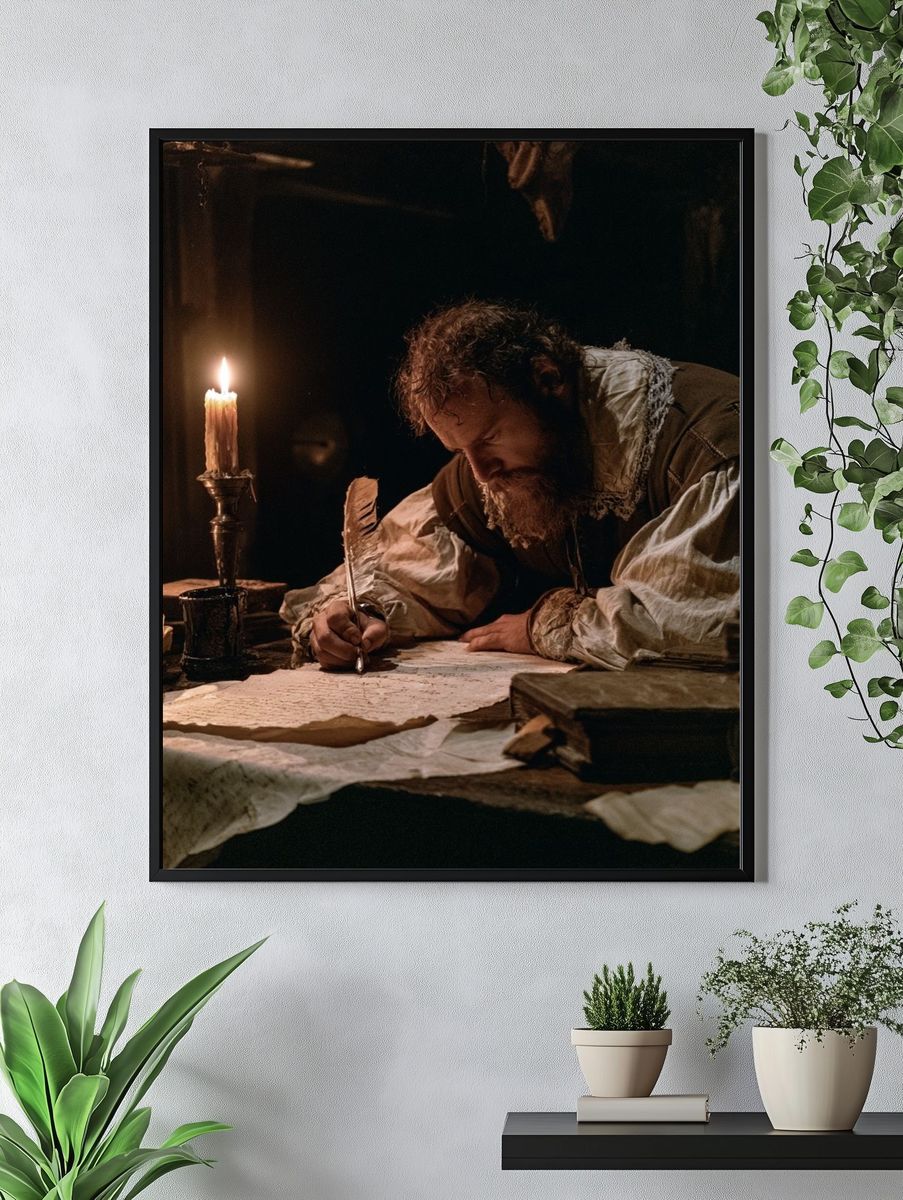 Medieval Scribe Candlelight Poster. — room view 4