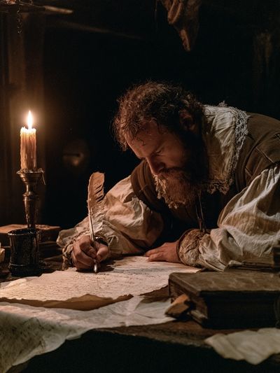 Medieval Scribe Candlelight Poster.
