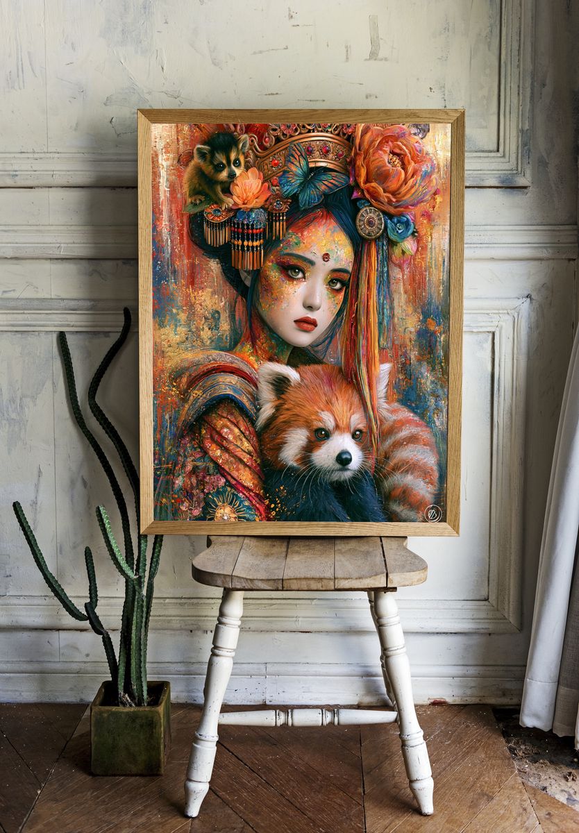 Bohemian Geisha and Red Panda Print. — room view 1
