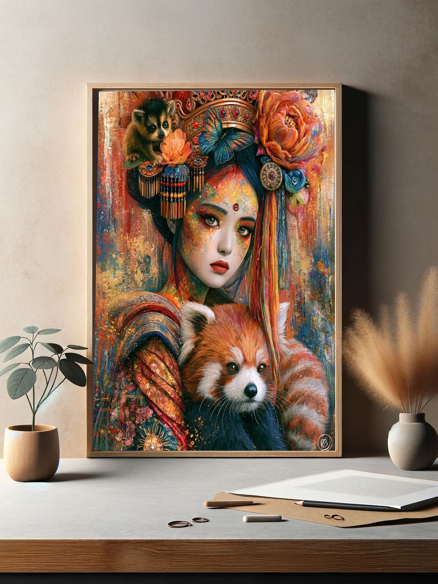 Bohemian Geisha and Red Panda Print. — room view 2