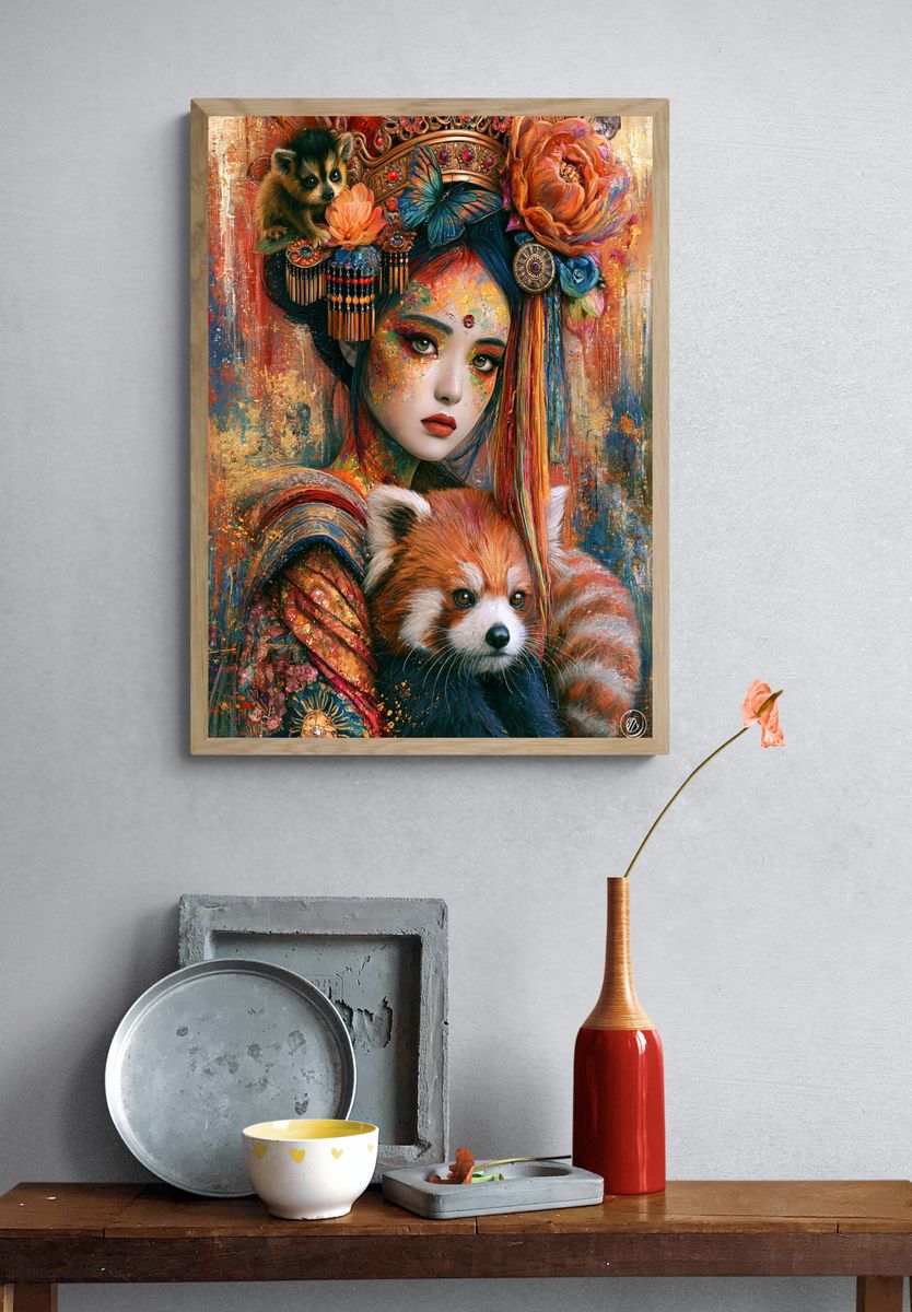 Bohemian Geisha and Red Panda Print. — room view 3