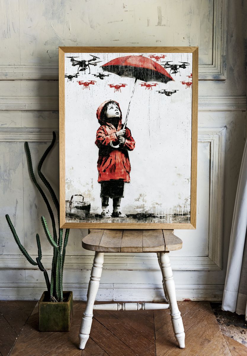 Girl with Umbrella Street-Art Poster. room preview