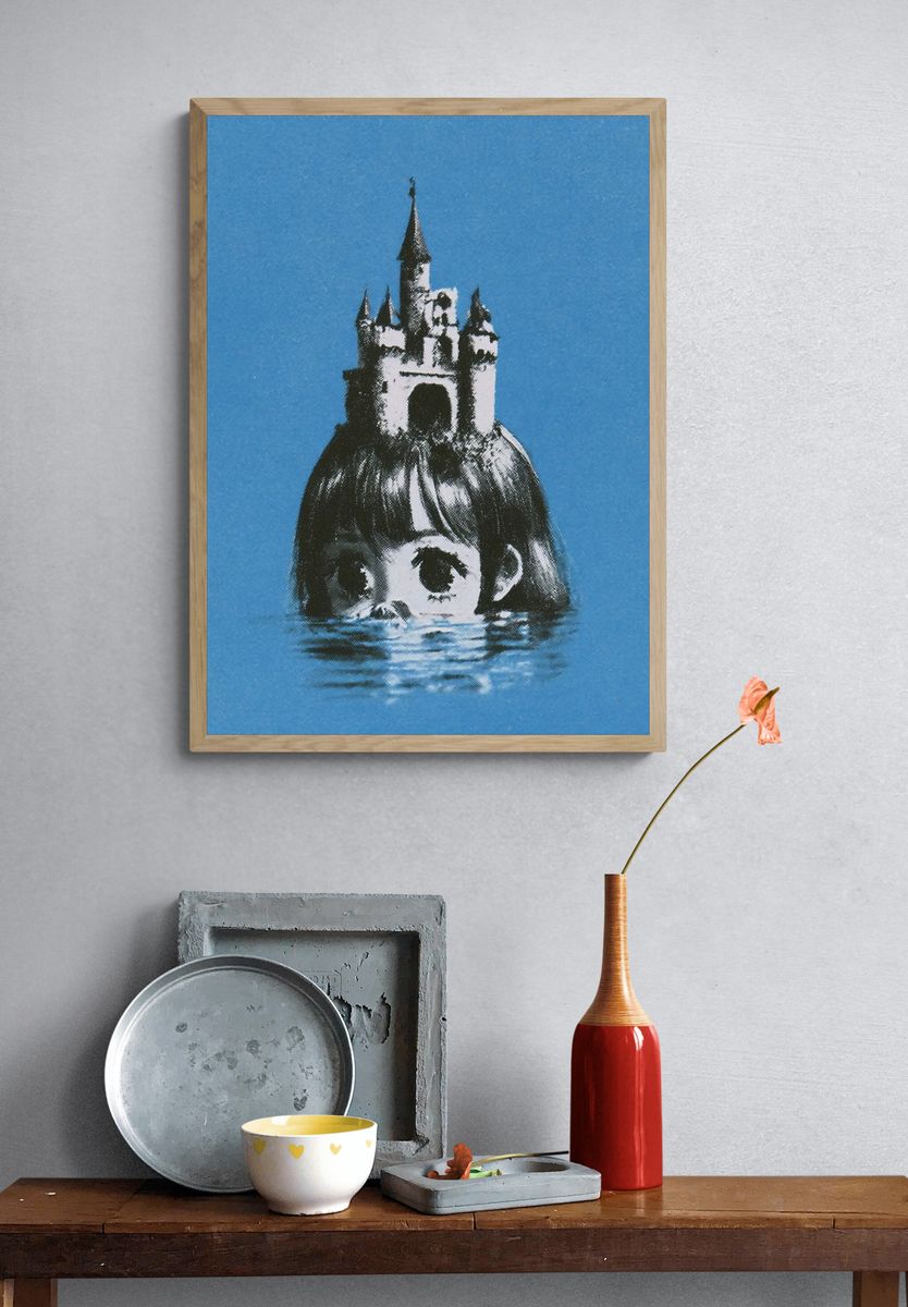 Surreal Castle Girl Print. — room view 3