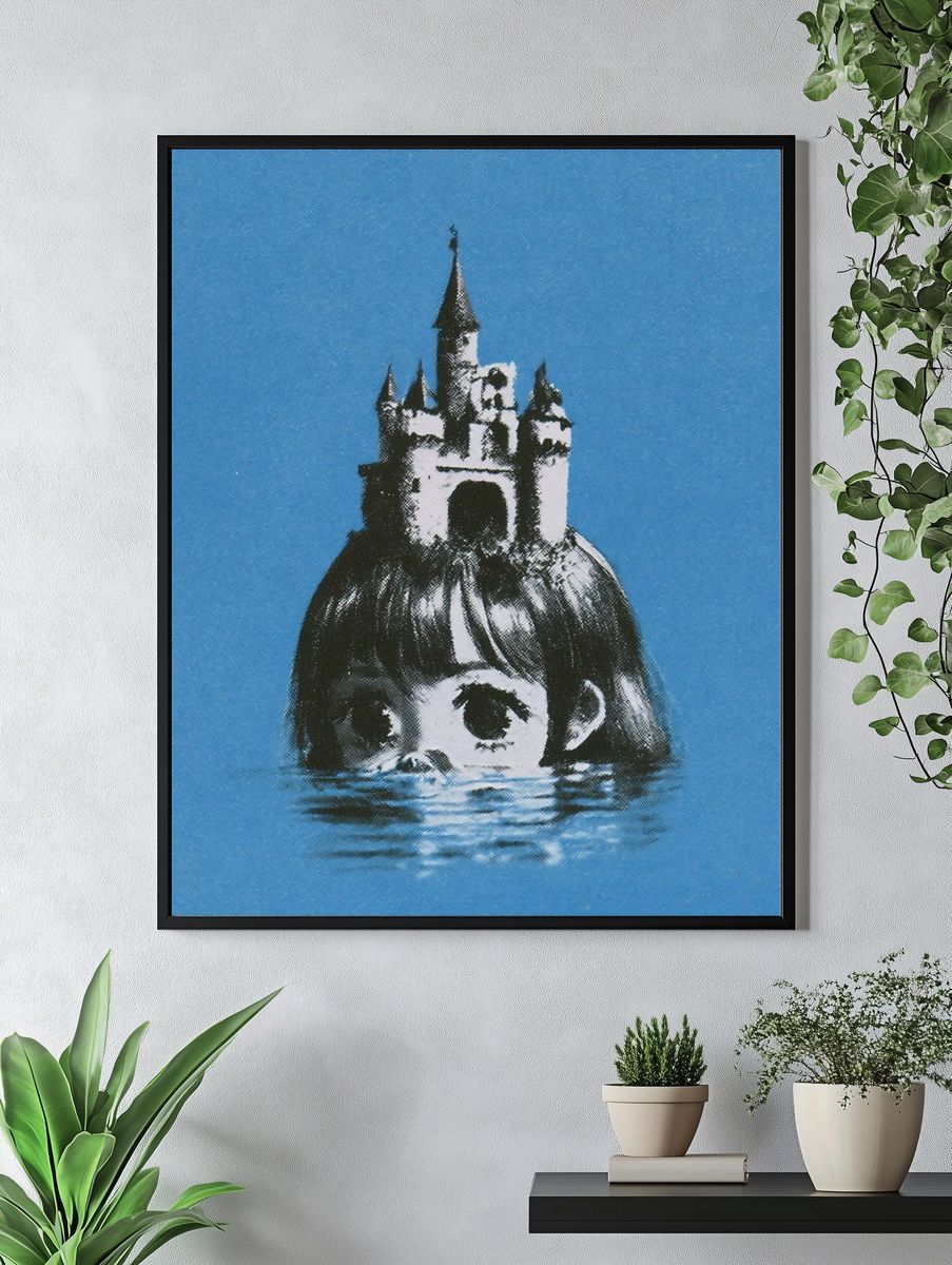 Surreal Castle Girl Print. — room view 4