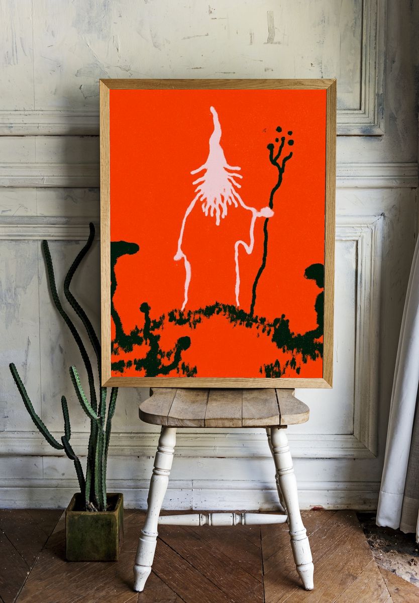 Red Figure Landscape Print. — room view 1