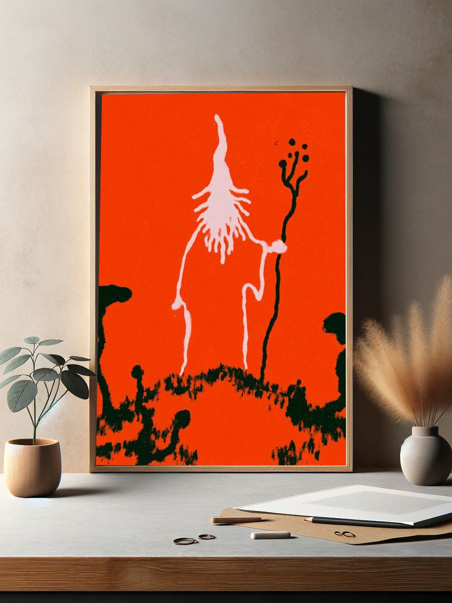 Red Figure Landscape Print. — room view 2