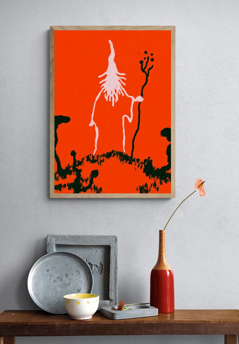 Red Figure Landscape Print. — room view 3