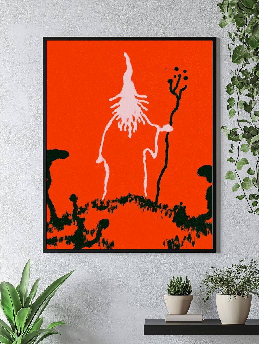 Red Figure Landscape Print. — room view 4