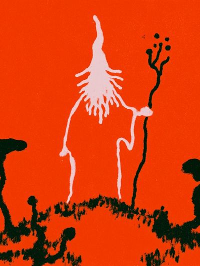 Red Figure Landscape Print.