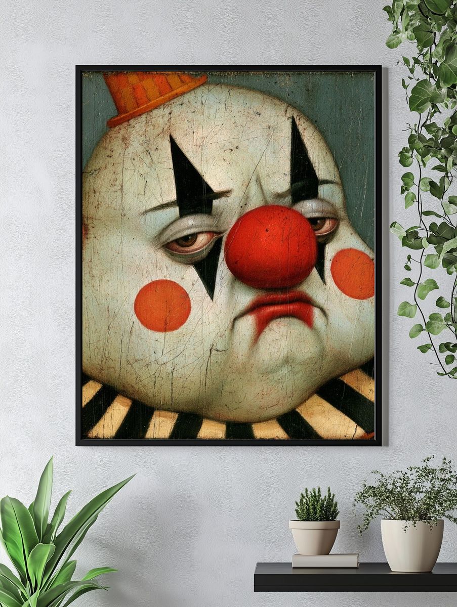 Sad Clown Portrait Print. — room view 4