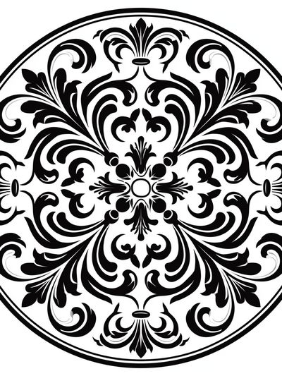 Baroque Medallion Black-White Poster.