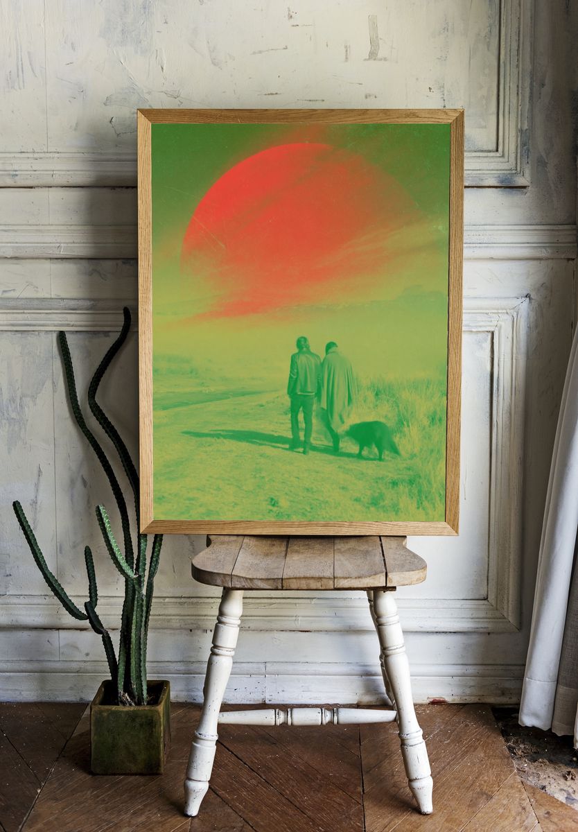 Surreal Red Sun Landscape Poster. — room view 1
