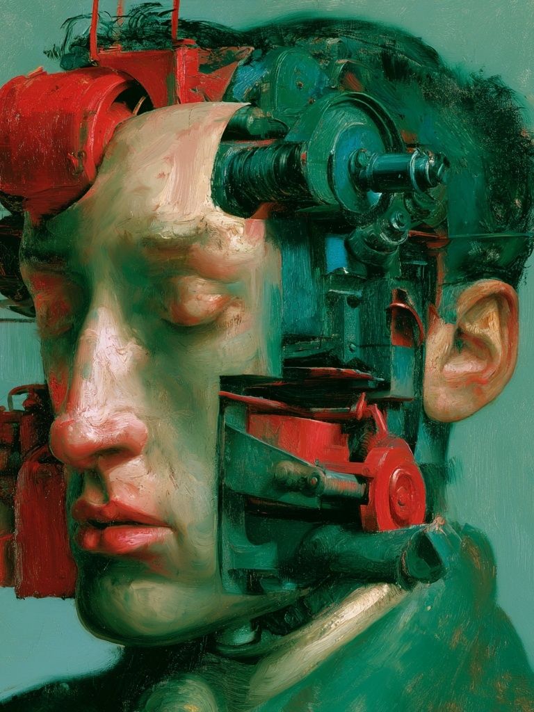 Surreal Mechanical Portrait Print. poster detail