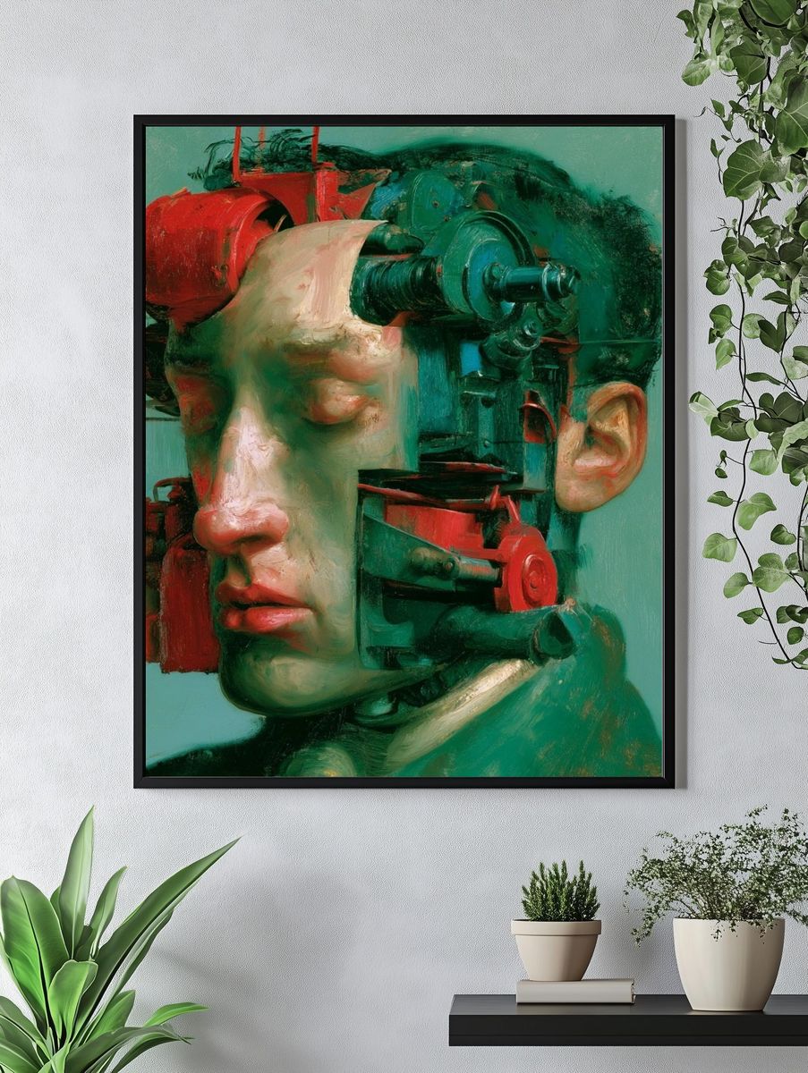 Surreal Mechanical Portrait Print. — room view 4