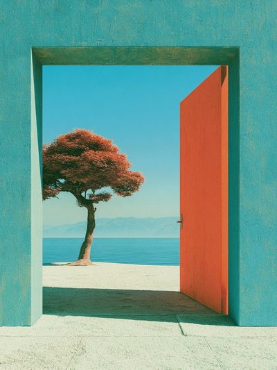 Seaside Doorway Surreal Print.