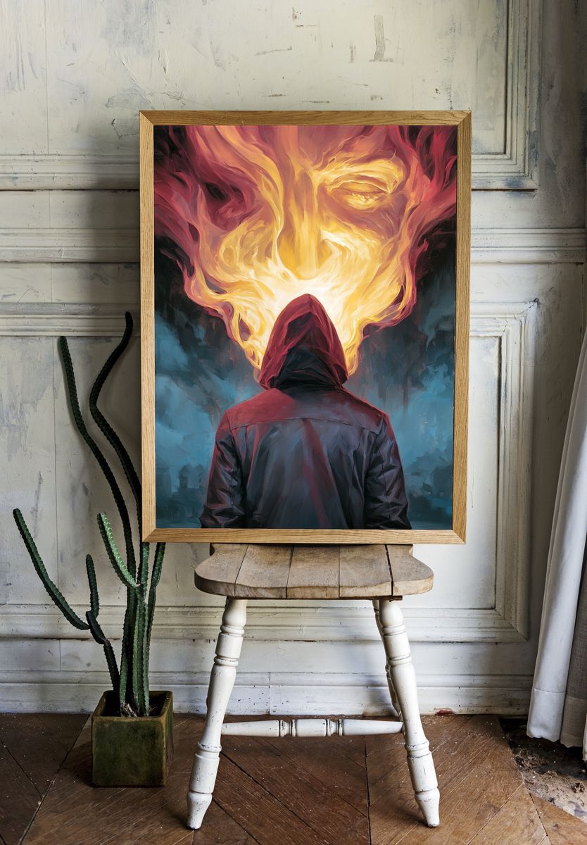 Hooded Figure Flame Vision Print. — room view 1