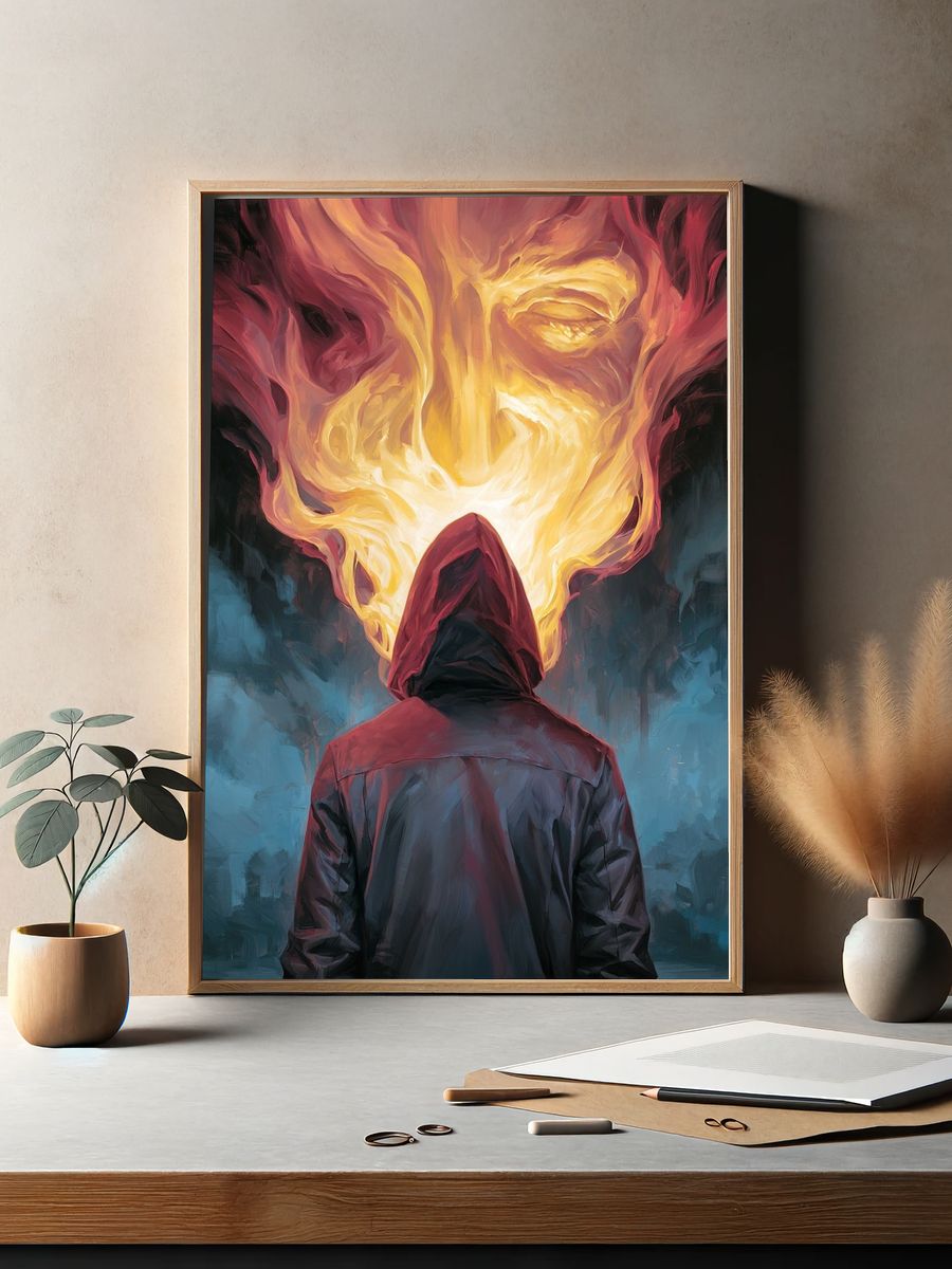 Hooded Figure Flame Vision Print. — room view 2