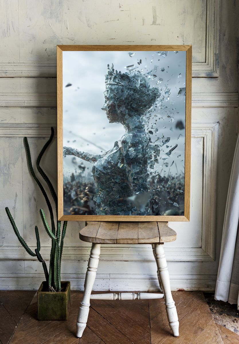 Shattered Crystal Figure Surrealism Poster. room preview