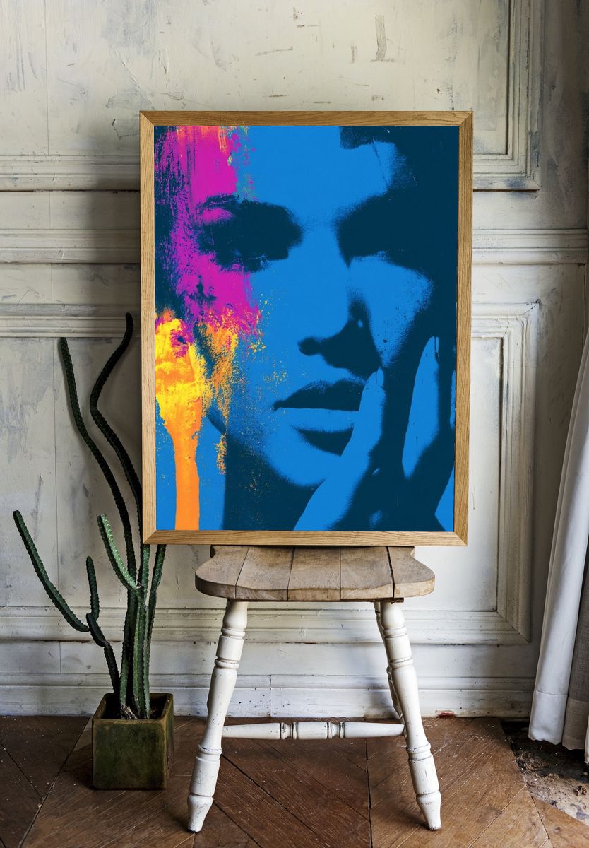 Neon Pop Face Portrait Poster. — room view 1
