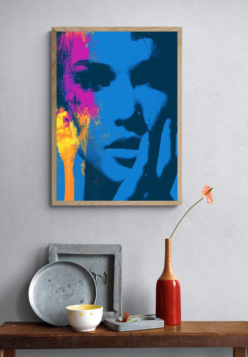 Neon Pop Face Portrait Poster. — room view 3