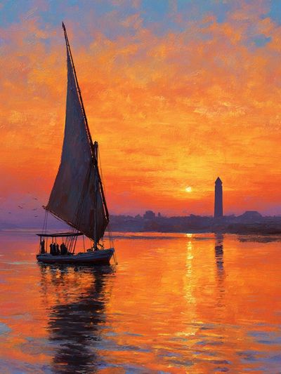 Sunset Sailboat Harbor Fine-Art Print. poster print