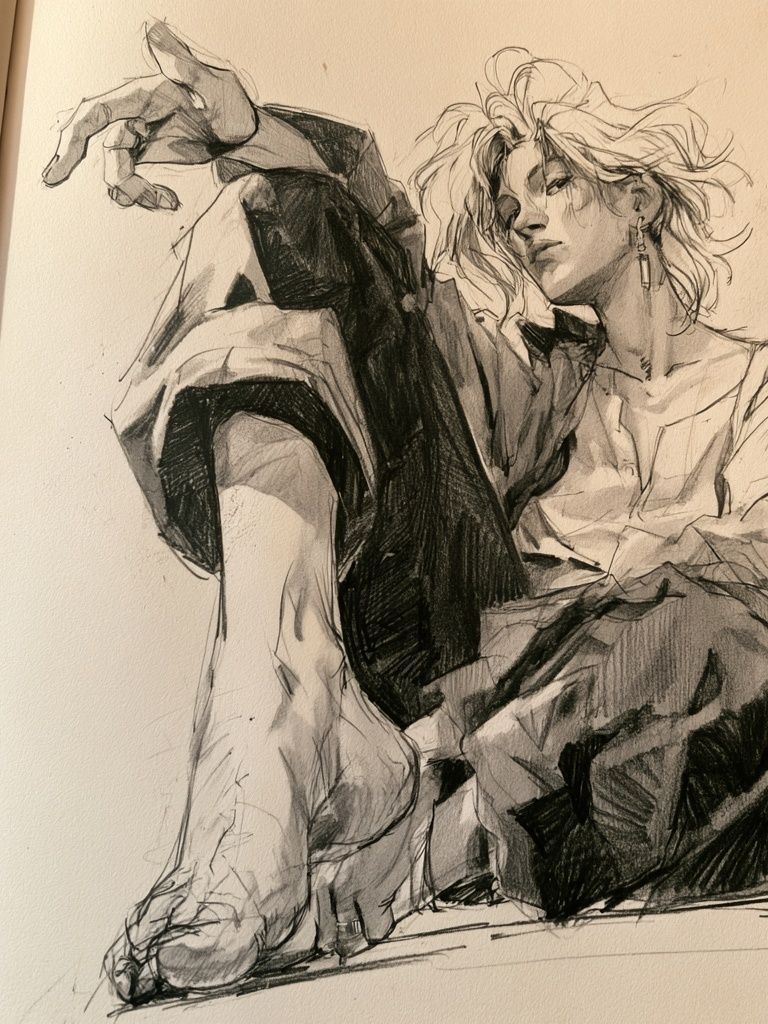 Seated Figure Sketch Print. poster detail