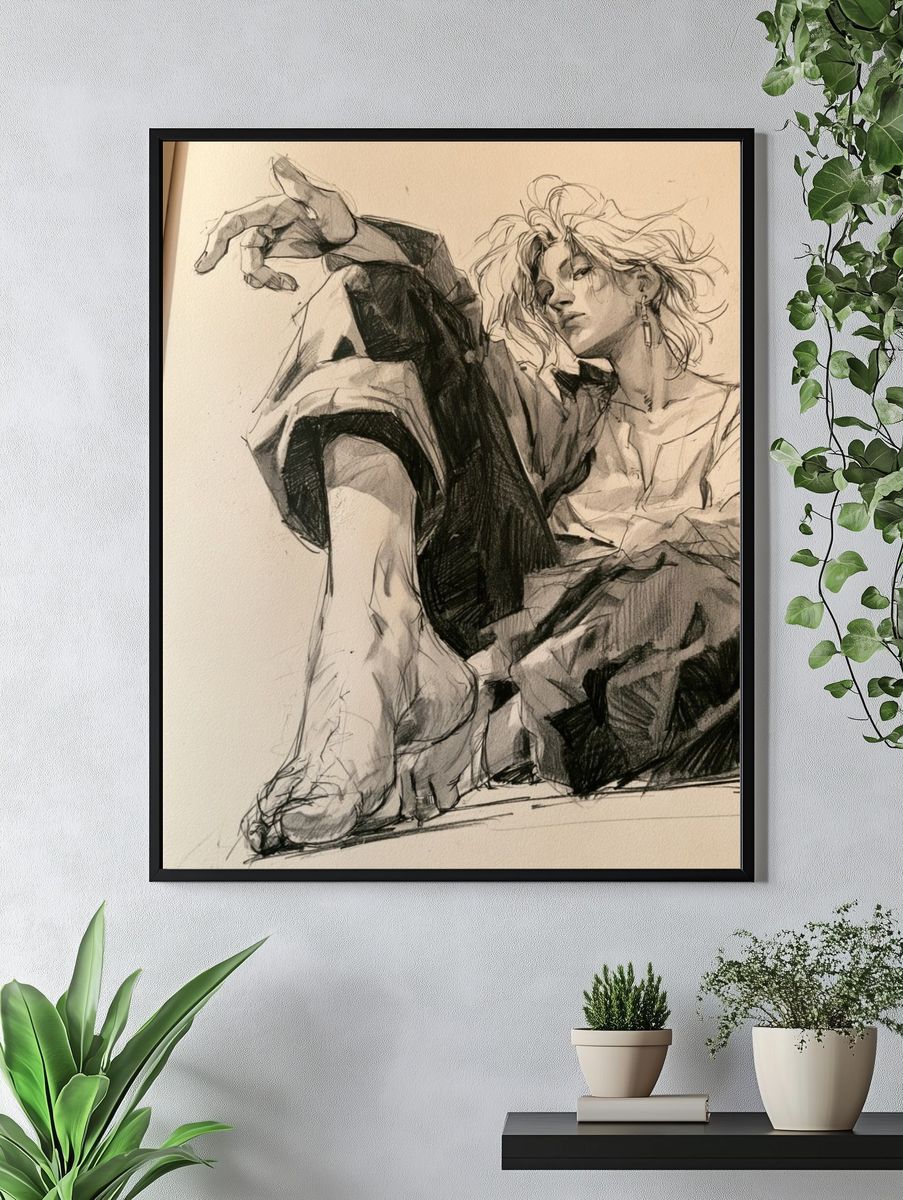 Seated Figure Sketch Print. — room view 4
