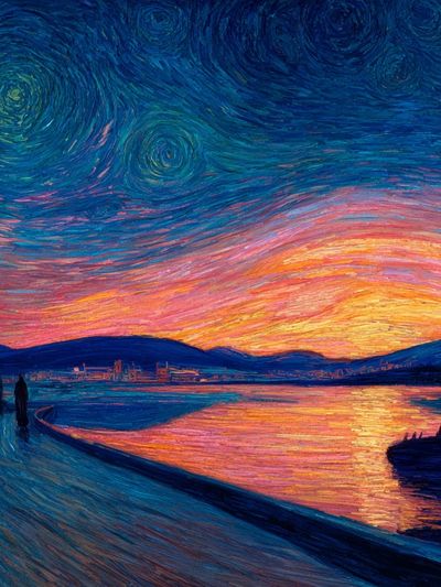 Starry Sunset Seascape Print. poster print
