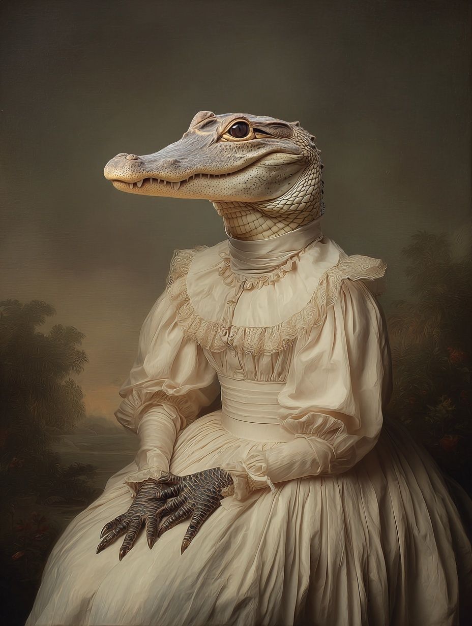 Crocodile Portrait Surrealism Poster. poster — fine-art art
