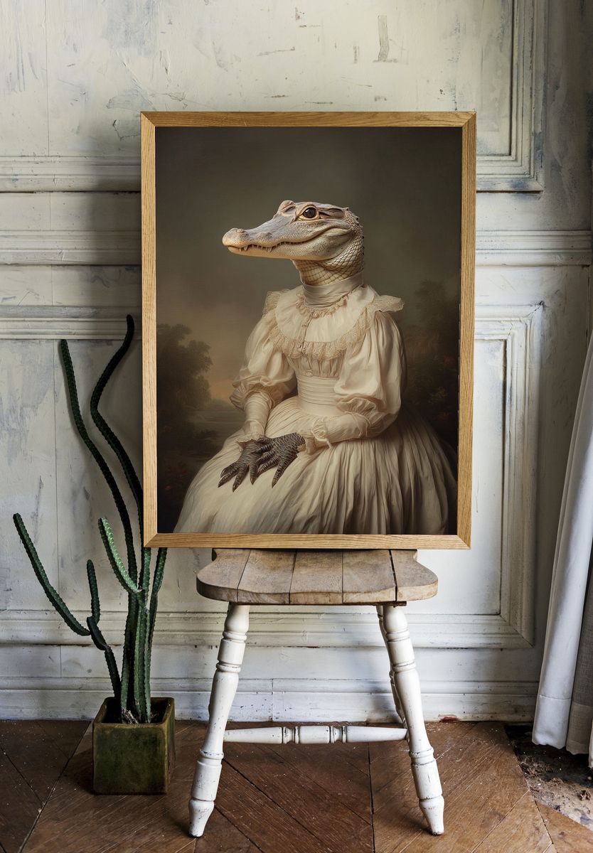 Crocodile Portrait Surrealism Poster room preview