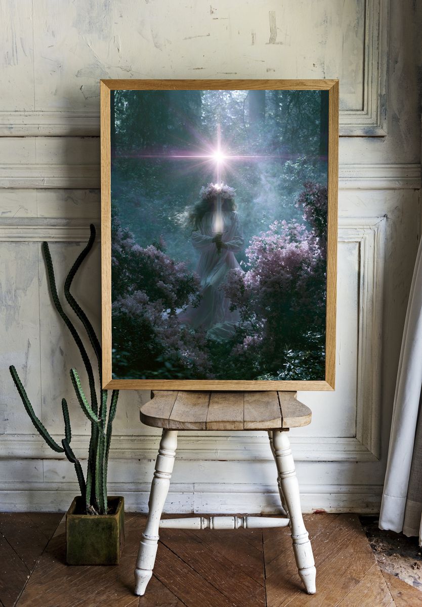 Mystic Forest Light — Fine-Art Print. room preview