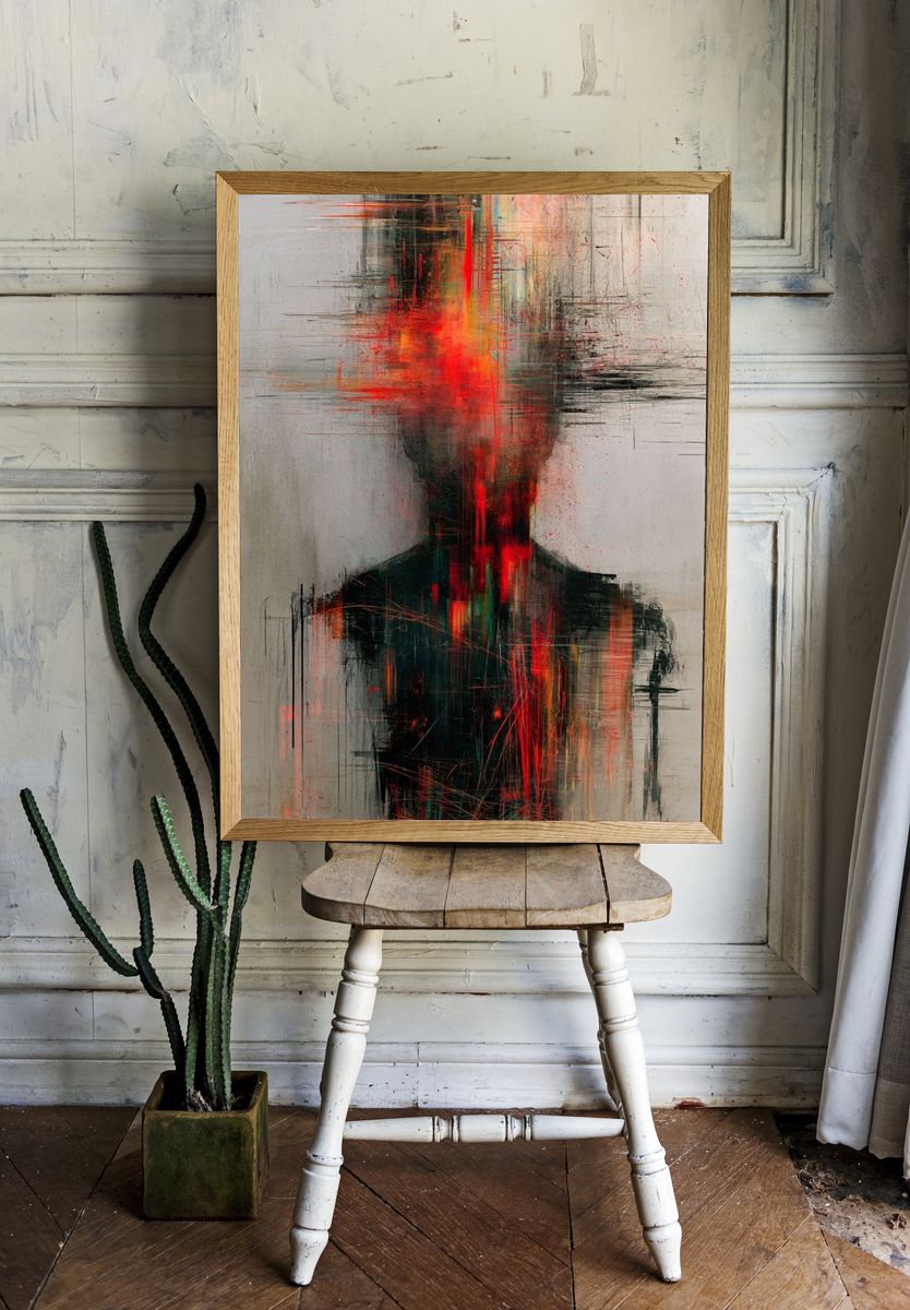 Abstract Glowing Figure Print. — room view 1