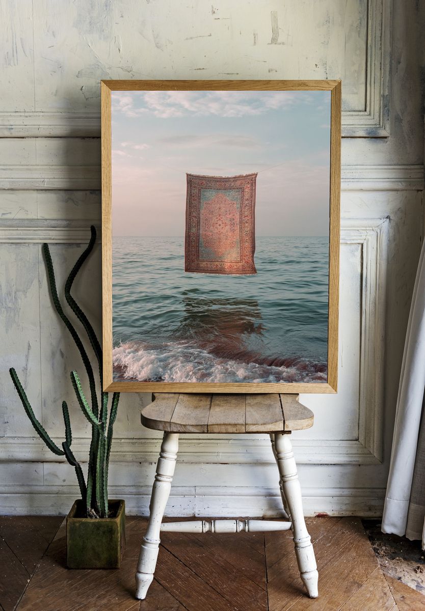 Floating Rug Seascape Surrealism Print. — room view 1