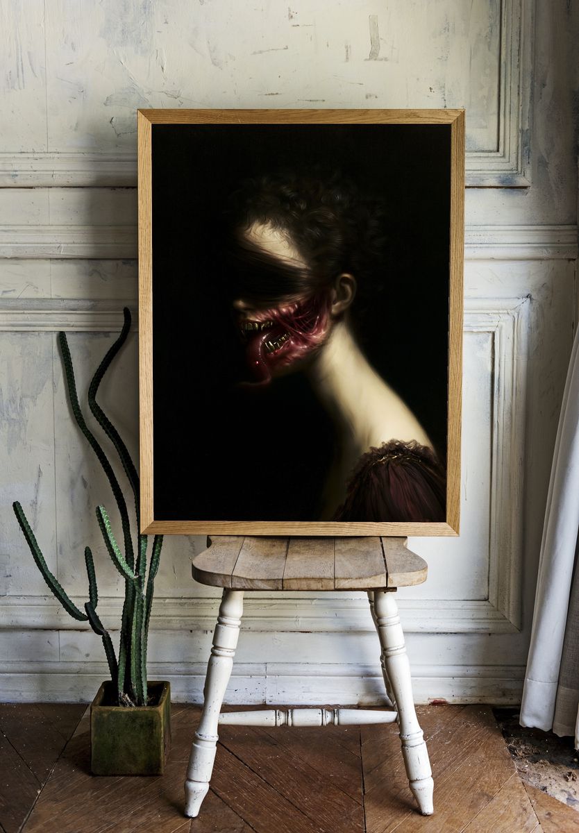 Surreal Horror Portrait Print. room preview
