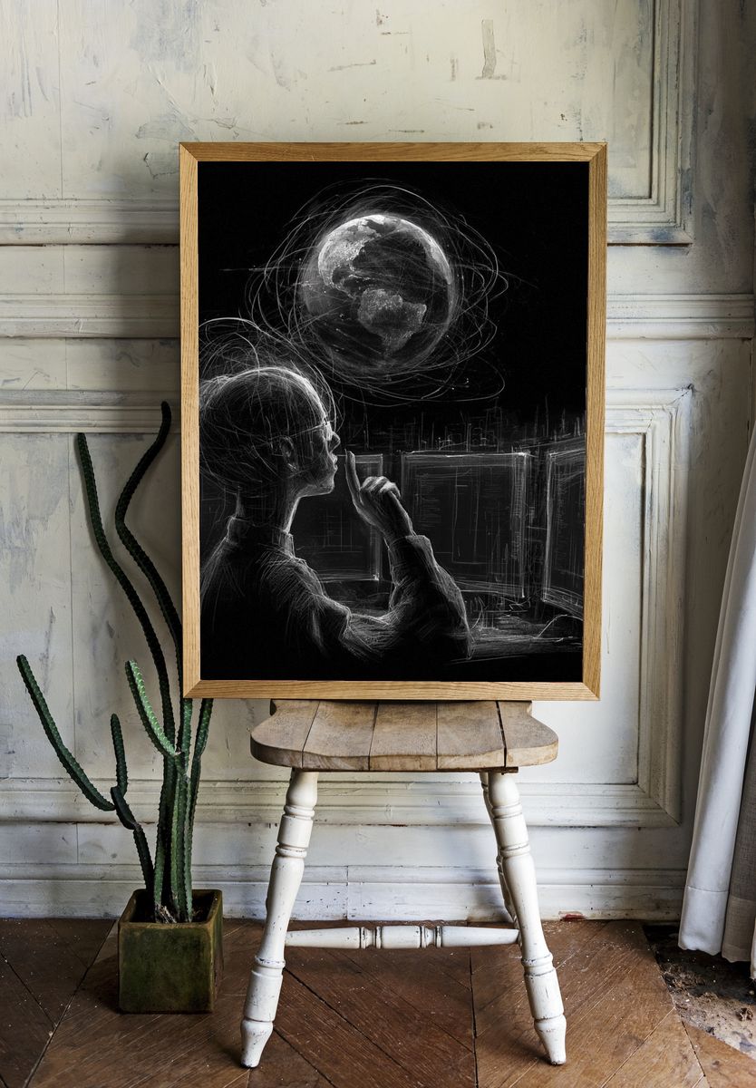 Contemplating Earth — Surreal Print. — room view 1