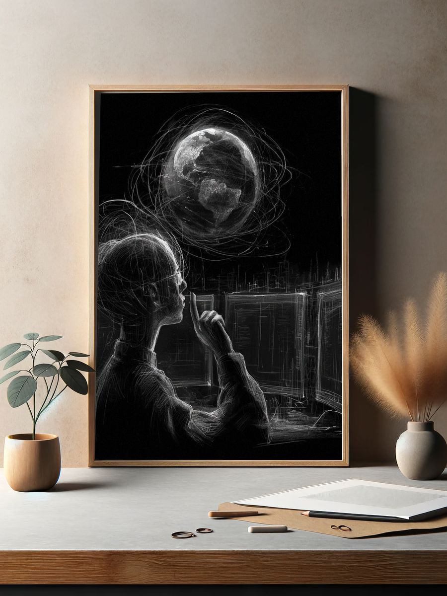 Contemplating Earth — Surreal Print. — room view 2