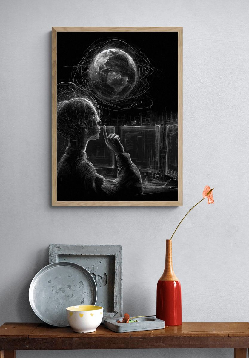 Contemplating Earth — Surreal Print. — room view 3